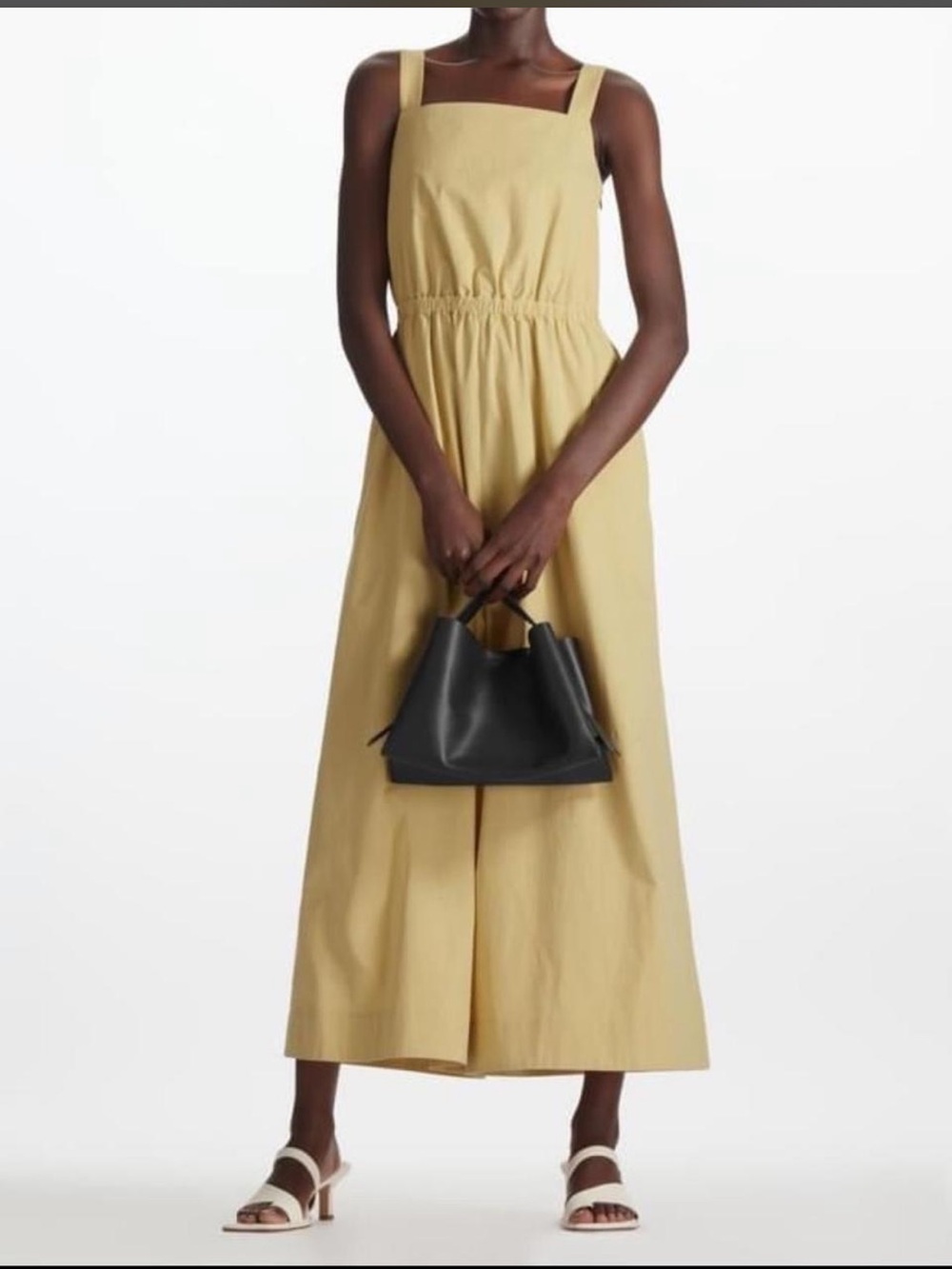 COS Wide-Leg Square-Neck Jumpsuit in Mustard Yellow
